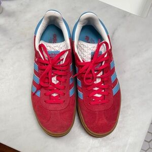 Adidas Scarlet and Sky Blue Trainers